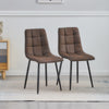 Set of 2 Dining Chairs Faux Suede Cushion Padded Metal Legs Restaurant Chair