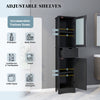 Bathroom Tall Cabinet Slim Freestanding Storage Organizer Cupboard 2 Doors
