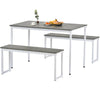 Kitchen Dining Table and 2 Bench Set Garden Bench Sturdy Metal Frame Industrial