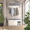 Mondeer Shoe Bench with Seat Storage and Flip-up Drawer Wooden Industrial White