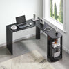 CLIPOP Black L Shaped Computer Desk Corner PC Table Workstation Office Shelf
