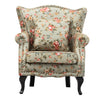 Occasional High Back Wing Floral Fabric Armchair Queen Metallic Rivet Chair Sofa