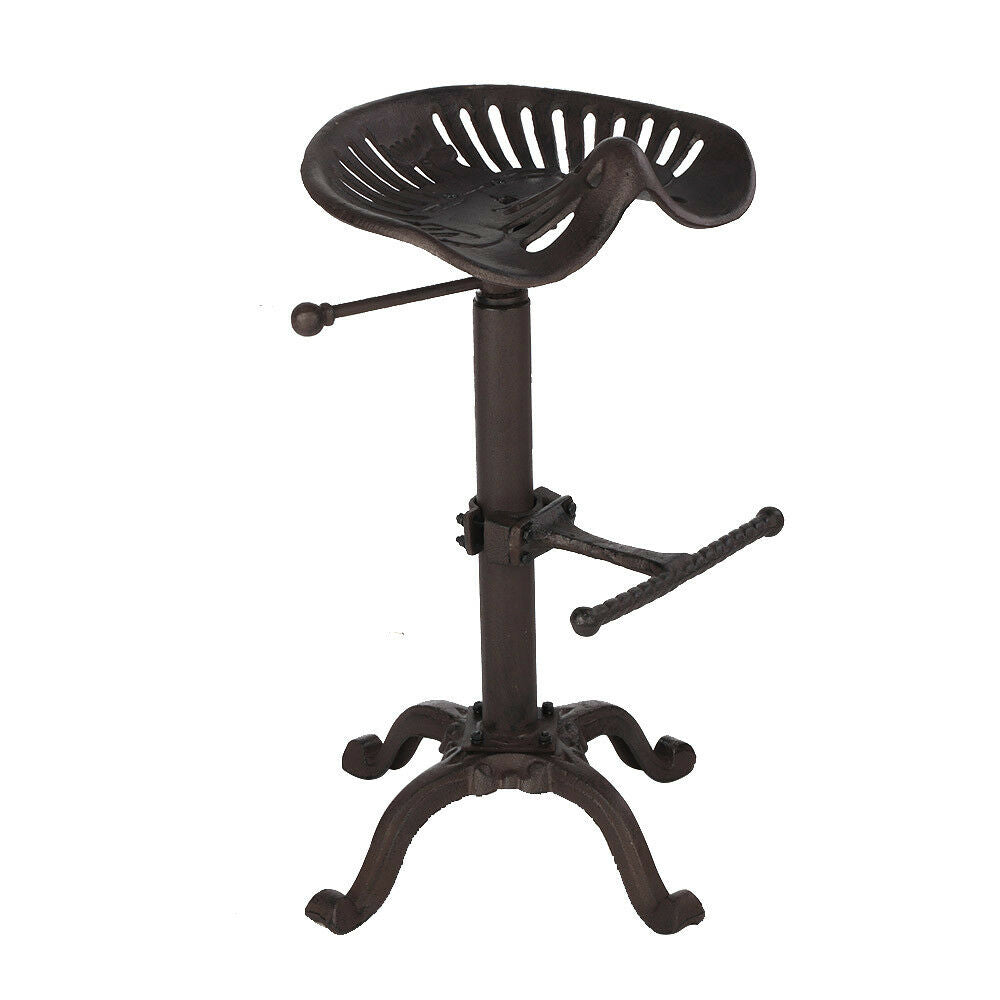 Vintage Tractor Seat Adjustable Bar Stool Rustic Cast Iron Industrial Chair UK