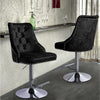 Crushed Velvet Swivel Bar Stool Button Back Upholstered Gas Lift Kitchen Chair