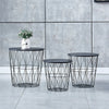Set of 3 Storage Basket Nested Tables Side Table Metal Wire Black Tabletop Home