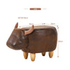 Brown Bull Animal Stool Footstool Faux Leather Ottomans Kids Toy Gift Lovely