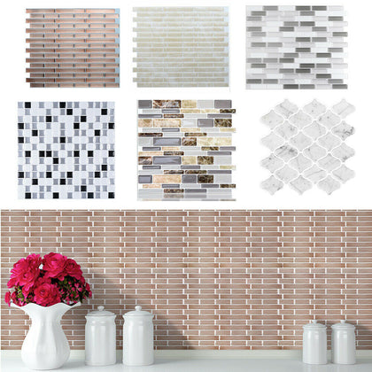 Self-Adhesive 3D Mosaic Brick Wall Tile Sticker Kitchen Bathroom Wallpaper Decal