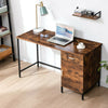 Rustic Brown Computer Desk Home Writing Table Office Desk with Drawer Cabinet