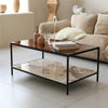 Large Mirrored Glass Coffee Table Center Side Table for Living Room Furniture