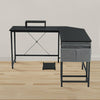 L-Shaped Computer Desk Large Corner Table Workstation with Shelf/Bag/CPU Stand