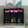 Modern Black High Gloss 3 Doors Matt Sideboard Cabinet Cupboard RGB LED Lights
