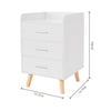 White Bedside Table Cabinet Nightstand with 3 Drawers Storage Bedroom Furniture
