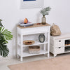 White Console Table Hallway Side Desk w/ Drawer 2 Shelves Worktop Retro Elegant
