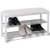 3-Tier Hallway Bench Shoe Rack Stand Seat Organiser With Upholstered Seat White