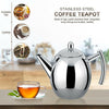 1L Capacity Stainless Steel Teapot Coffee Pot Kettle With Tea Leaf Filter