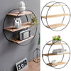 Rustic Wooden Floating Shelves Industrial Metal Wall Shelf Rack Storage Display