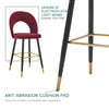 Velvet Bar Stool Modern Breakfast Bar Chair Kitchen Barstool Backrest Metal Legs