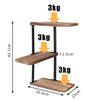 3 Tiers Rustic Solid Wooden Rack Wall Hanging Metal Shelf Storage Adjust Design