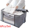 Set of 6 Underbed Clothes Storage Bags Zipped Organizer Wardrobe Cube Closet Box