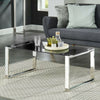 Modern Grey Glass Lounge Living Room Coffee Table Metal Chrome Legs Home Office