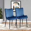 Set of 2 Dining Chairs Velvet Padded Seat Metal Legs High Back Chairs Kitchen UK