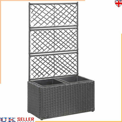 Trellis Raised Bed Planter With Removable Pots Poly Rattan Plant Flower Box New