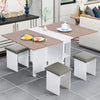 Modern Rolling Folding Drop leaf Butterfly Dining Table and 4 Chairs Stools Set