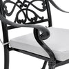 Set of 4 Cast Aluminum Patio Chairs Outdoor Dining Chairs w/Armrest&Grey Cushion
