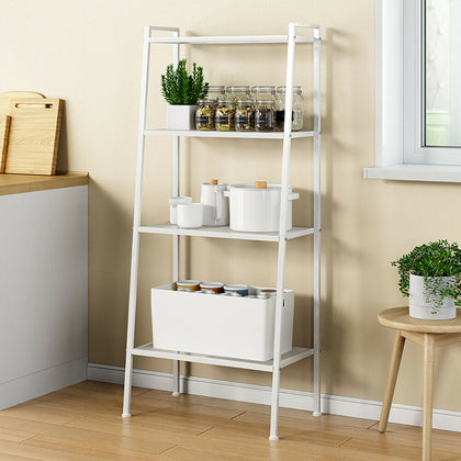 4 Tiers Metal Ladder Bookcase Bookshelf Storage Shelving Rack Organizer Stand UK