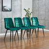 Modern 2x Velvet Dining Chairs Kitchen Dinning Room Metal Leg Padded Dark Green