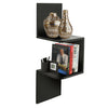 Black 2 Tier Floating Corner Shelf Wall Unit Storage Display Stand Bookcase Book