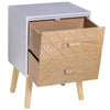 Nordic Style 2 Drawers Side Cabinet Wooden Bedside Table Storage Chest
