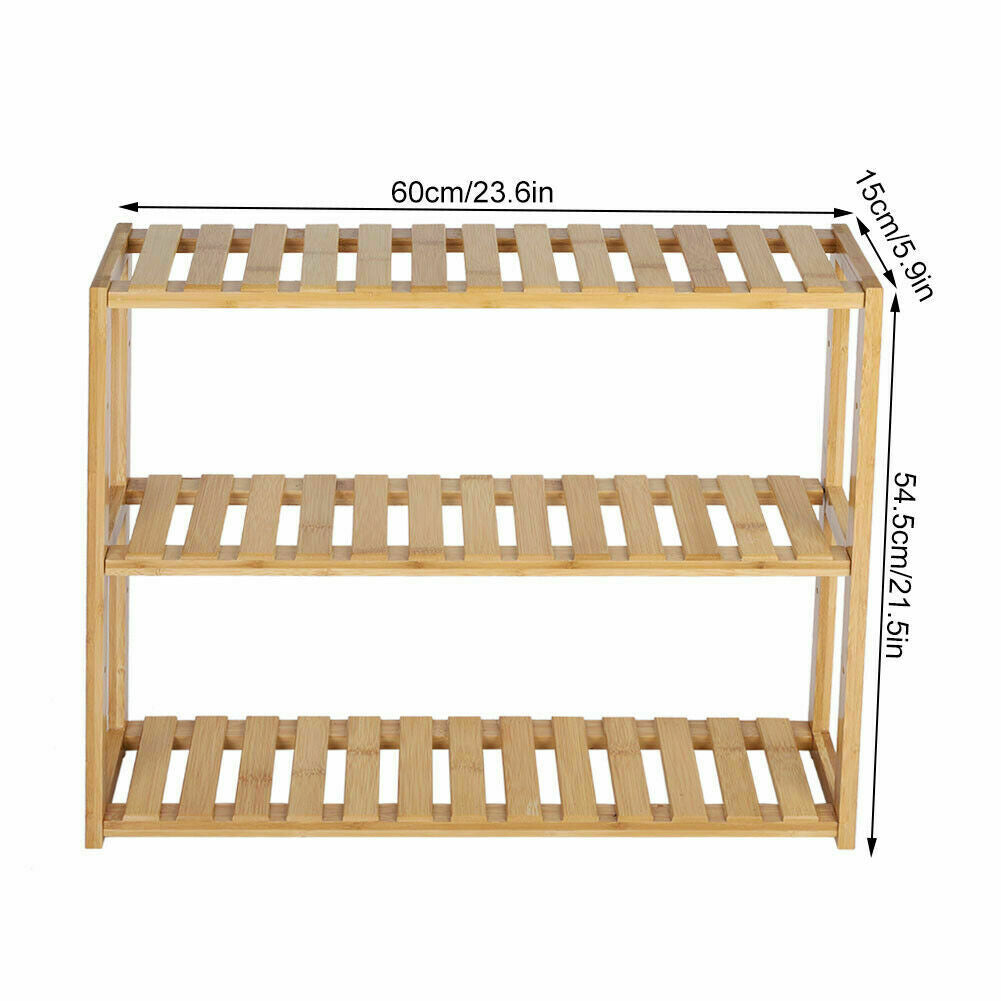 03 Tier Natural Bamboo Wooden Shoe Rack Bench Organiser Stand Storage Shelf Seat