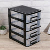 4 Tier Plastic Drawer Storage Box Home Office Desktop Organiser Unit Boxes Black