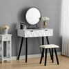 White Dressing Table with LED Mirror Vanity Stool 2 Drawers Storage Makeup Desk