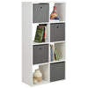 White 8 Cube Shelving Unit Furniture Shelf 4 Grey Fabric Storage Boxes