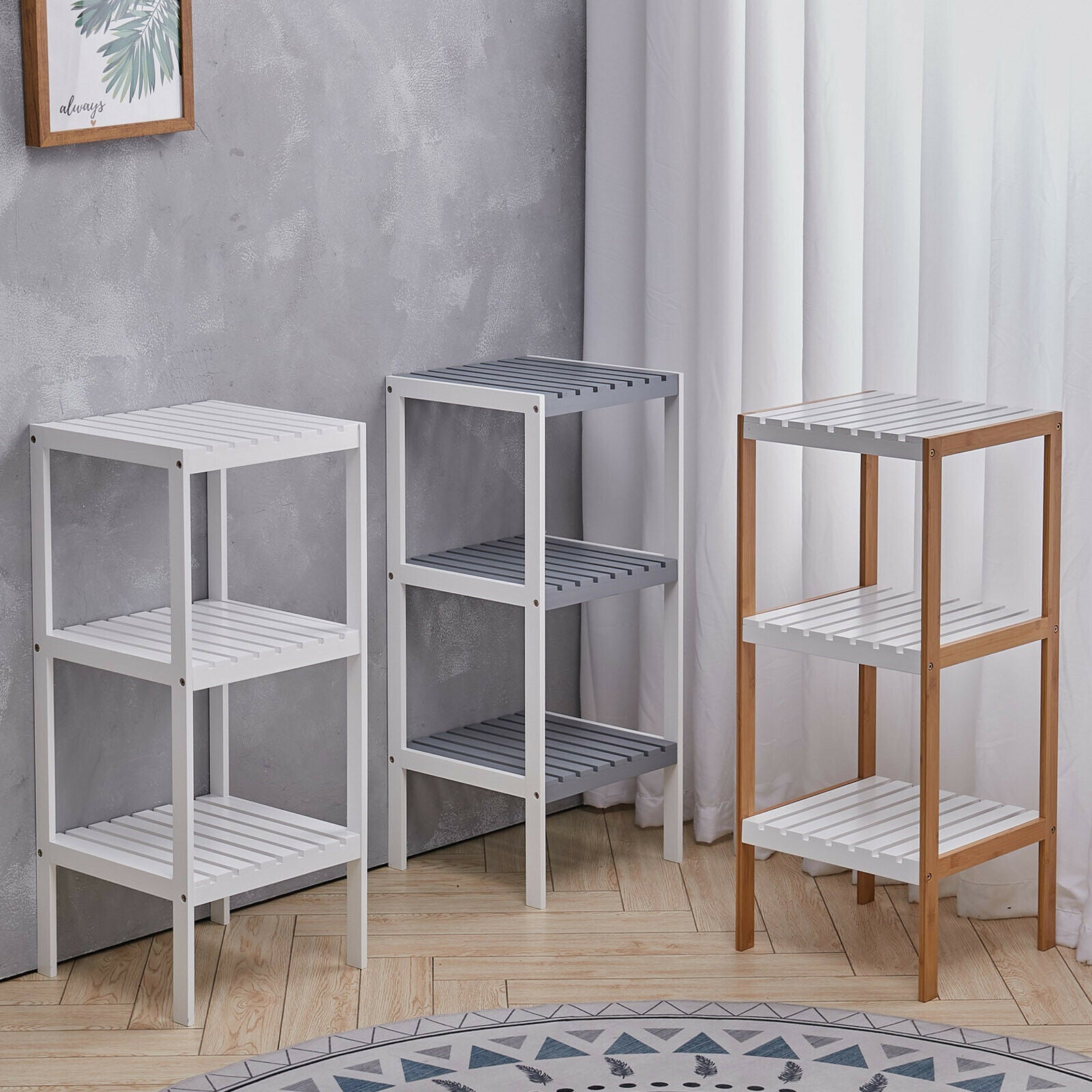 3 Tier Wooden Storage Shelves Hallway Corner Display Plant Stand Organiser Shelf