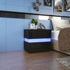 High Gloss Bedside Table Nightstand Cabinet Chest of 2 Drawer RGB LED Light Lamp