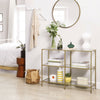 Mid Century Modern Console Table Tempered Glass Sideboard Large Shelf Storage