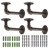 4pcs Shelves Brackets Industrial Antique Pipe Black Iron Wall Mounted Hanging