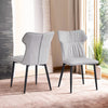 2 grey Faux Leather Dining Chairs High Back Kitchen Dining Room Chairs Modern
