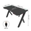 47" Gaming Desk Computer Table PC Laptop RGB LED Lights Racing Gamer Workstation