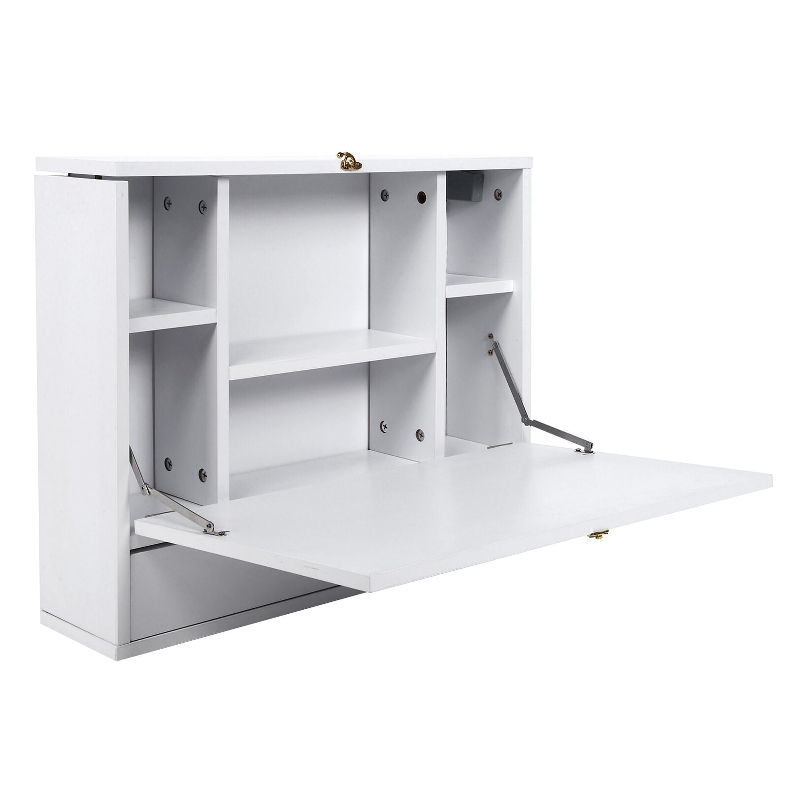 Wall-Mounted Home Office Computer Desk Dressing Table Cabinet with Shelves mMDF