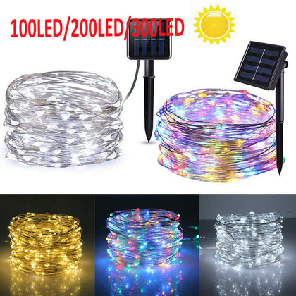 LED Solar String Lights Waterproof Copper Wire Fairy Christmas Garden Outdoor UK
