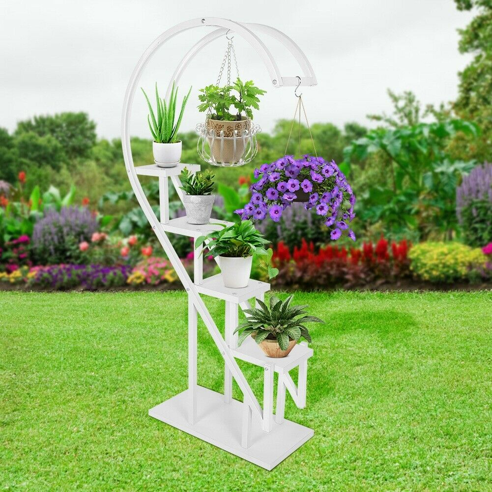 Heart Shape Flower Pot Holder Metal Rack Plant Display Shelf Stand Garden Decor