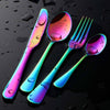 4pcs Stainless Steel Cutlery Sets Rainbow Colourful Iridescent Spoon Forks Set