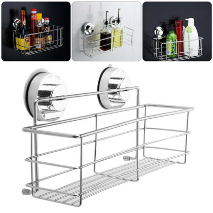 Bathroom Shower Caddy Bath Suction Basket Organize Tidy Basket Stainless Steel