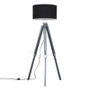 Large 147cm Wood Tripod Floor Lamp Telescopic Standard Lounge Light + LED Bulb