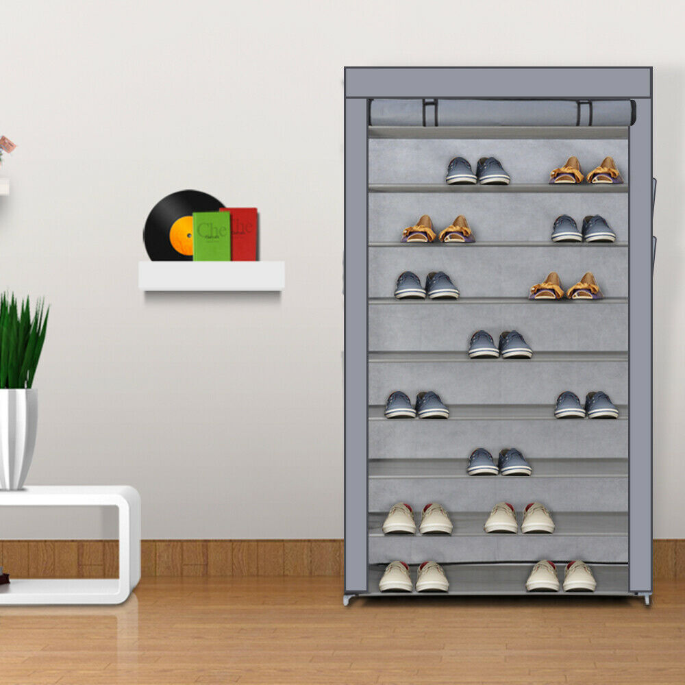 9 Tiers 50 Pairs Shoe Rack Dustproof Shelf Storage Organiser Shoes Cabinet Stand