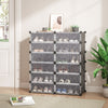 Mondeer 12 Cube Plastic Shoe Boxes Durable Storage Cabinet Organize Shelf Black